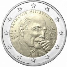 2 EURO 2016 Mitterrand UNC Frankrijk